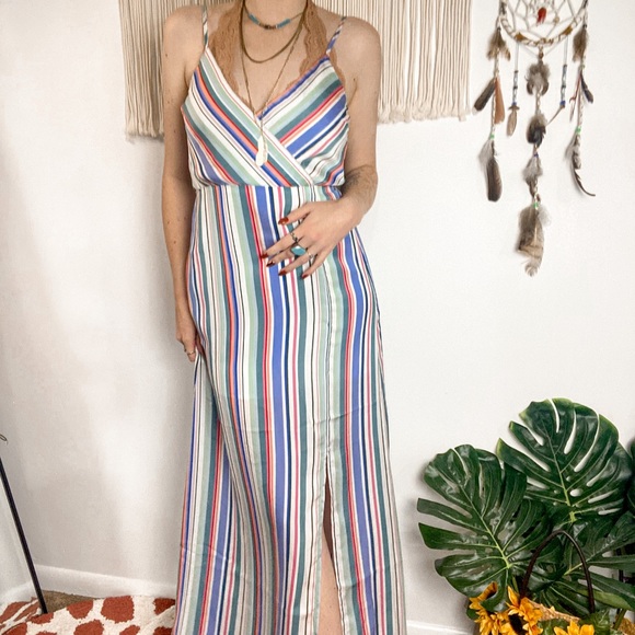 Jack BB Dakota NWT Pastel Multicolor Stripe Sleeveless Maxi Dress Size Medium - Picture 16 of 16